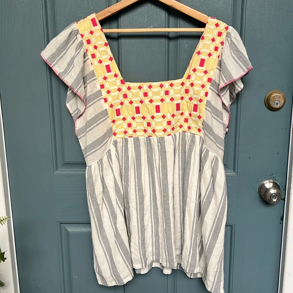 NWT Forever That Girl (Anthropologie) Basel Embroidered Tunic Blouse
